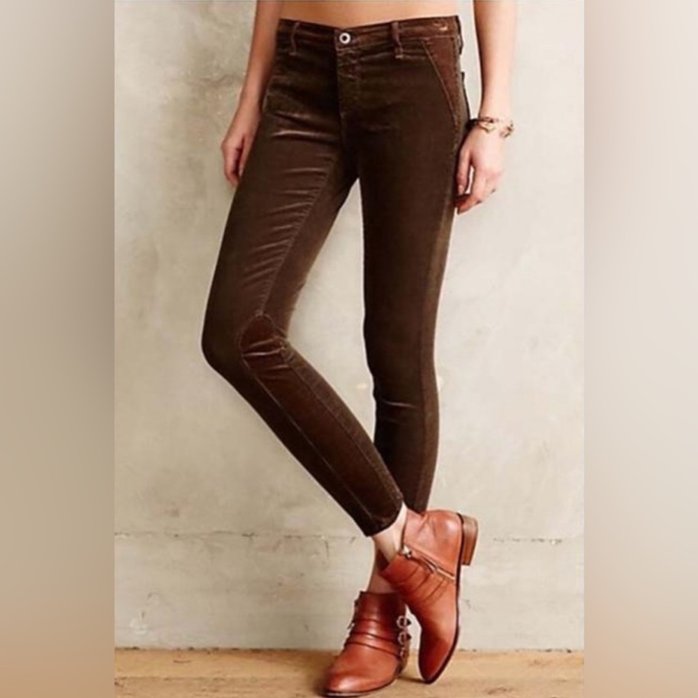 AG Adriano Goldschmied Stevie Ankle Jodhpur Pants 26 Brown Velvet Corduroy Slim